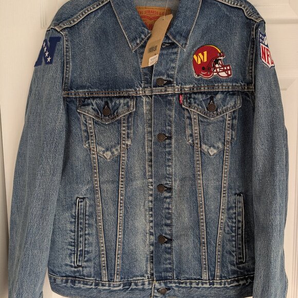 Levi's Washington Commanders Redskins Denim Jacket Men's L NWT Embroidered - Picture 1 of 6